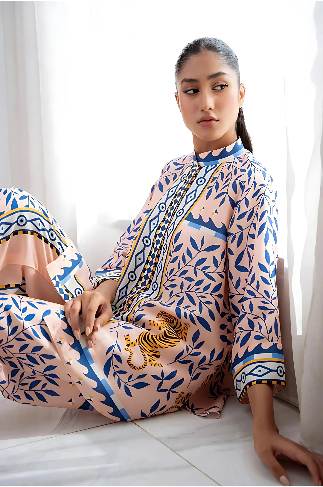 Lahori Prints Tiger & Leaf Patterned Co Ord Set